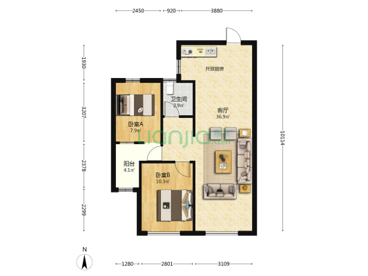象屿金地·世界江湾 2室1厅1卫 78平方