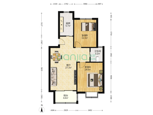 凤辰乐苑 2室1厅1卫 81平方
