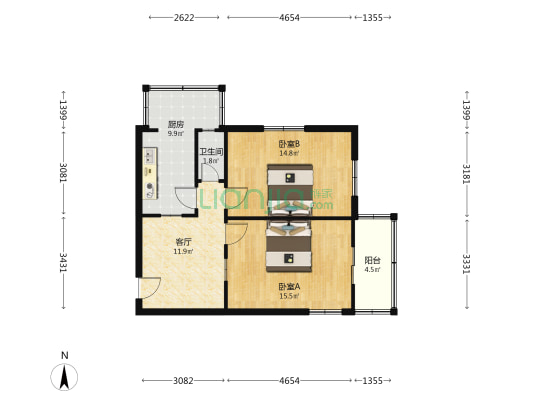 电子检验所小区 2室1厅1卫 68平方