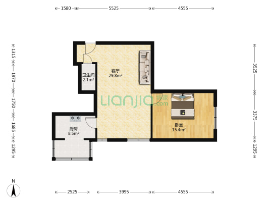 金帝家园 1室1厅1卫 72平方