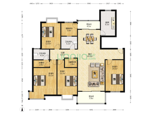 兰溪园 4室1厅2卫 181平方