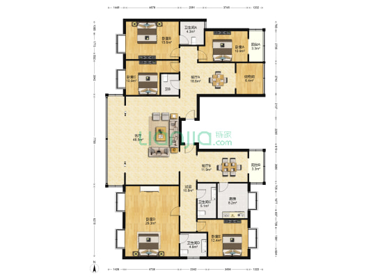 迪普小区 5室3厅4卫 136平方