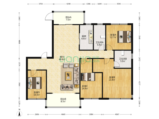 碧桂园太东天樾湾 4室1厅2卫 174平方