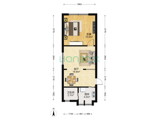 城建局宿舍（四经路7号） 1室1厅1卫 49平方