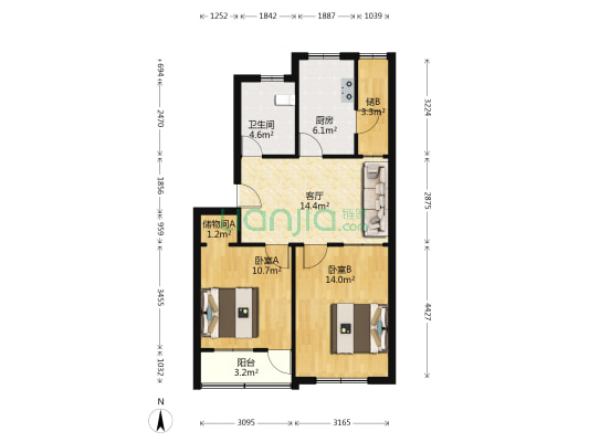 德维家属院 2室1厅1卫 71平方