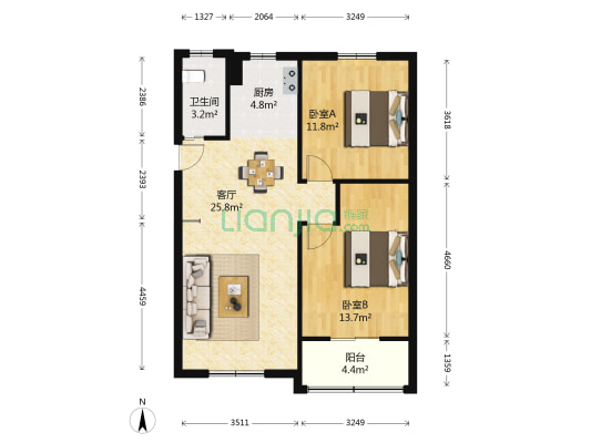 医药苑 2室1厅1卫 69平方