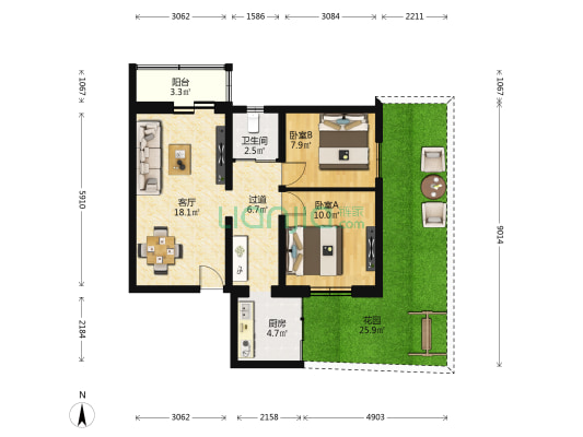 府前东街西区 2室1厅1卫 68平方