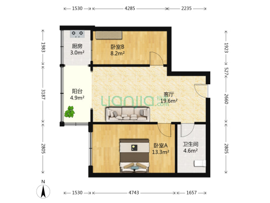 凯旋广场 2室1厅1卫 73平方