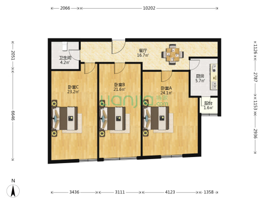 名光大厦 3室1厅1卫 128平方