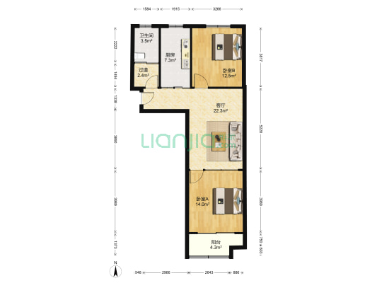 宏鼎畅溪园 2室1厅1卫 93平方