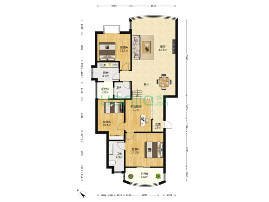雅园 4室1厅2卫 138平方