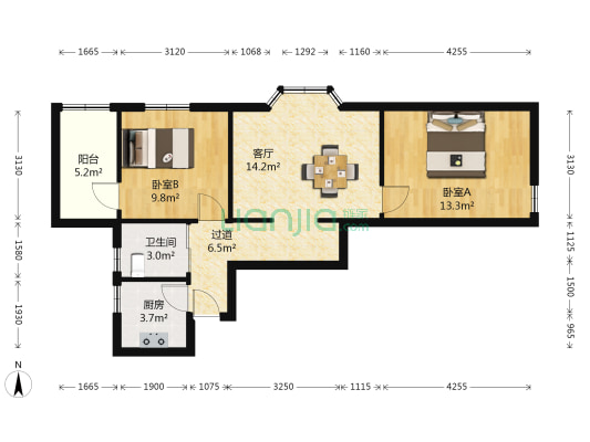 枣营西里 2室1厅1卫 72平方