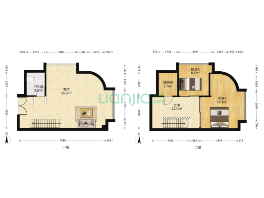 保利时代 2室1厅1卫 57平方