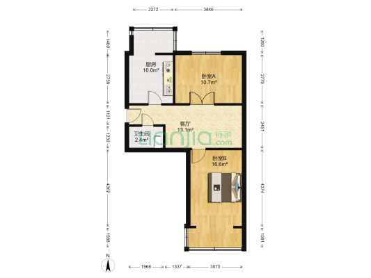 南宫宿舍 2室1厅1卫 66平方