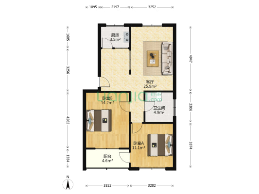 双板桥路108号 2室1厅1卫 79平方