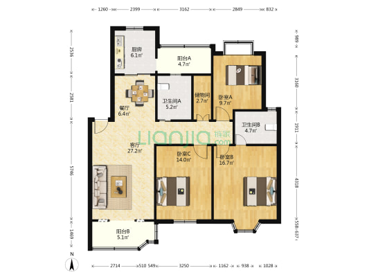 嘉宁坊 3室2厅2卫 120平方