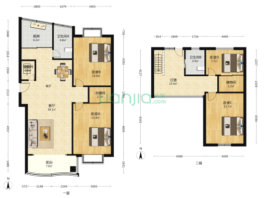 馨康苑 4室1厅2卫 158平方
