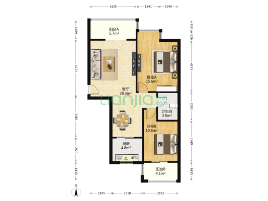 浐灞新城三期 2室1厅1卫 86平方