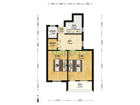 公益新村 2室1厅1卫 61平方