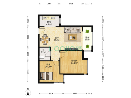 奥北公元D区 1室1厅1卫 82平方