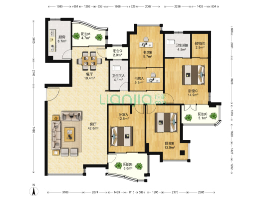 香格里拉花园 5室2厅2卫 183平方