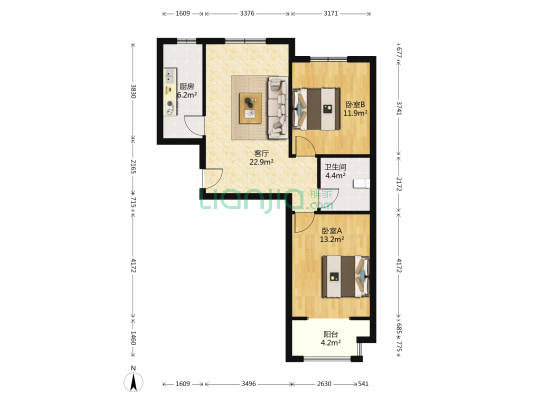 惠友康庭二期 2室1厅1卫 90平方
