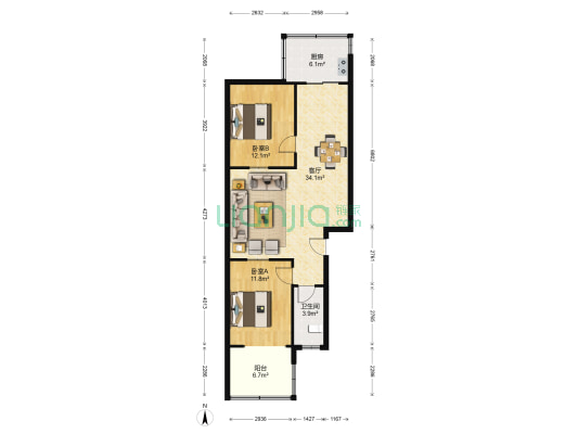 东袁小区 2室1厅1卫 89平方
