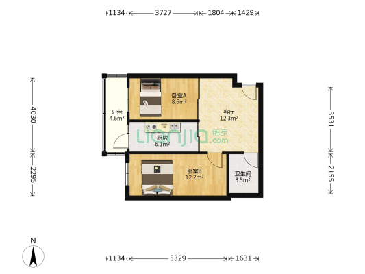 百合名苑(道里区) 2室1厅1卫 60平方