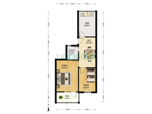 沐泗奎园生活区 2室1厅1卫 60平方