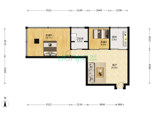 荣成家园 2室1厅1卫 73平方