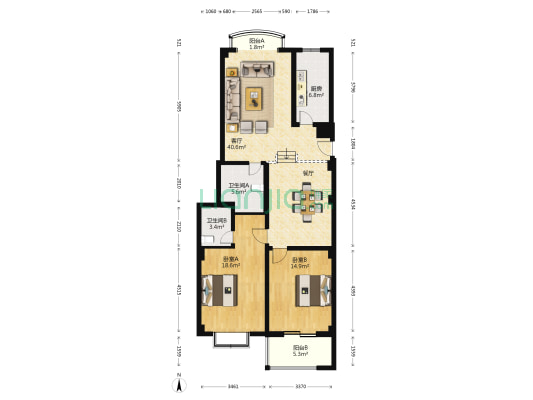 集贤公寓北苑 2室1厅2卫 121平方