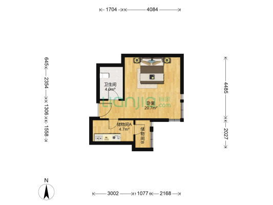 旭园 1室0厅1卫 45平方