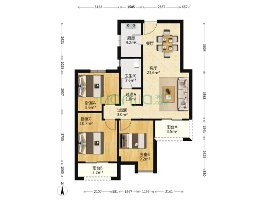 立城福第 3室1厅1卫 102平方