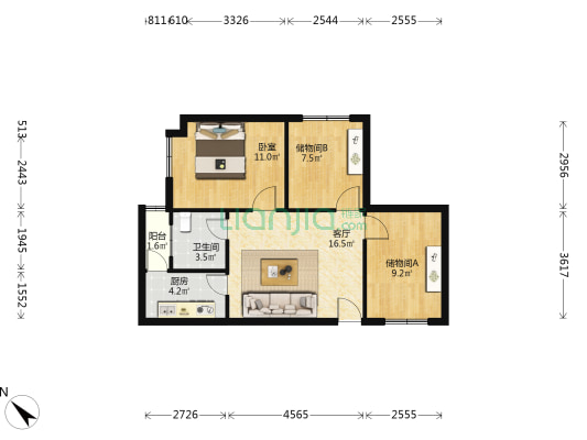 汇商名苑 1室1厅1卫 79平方