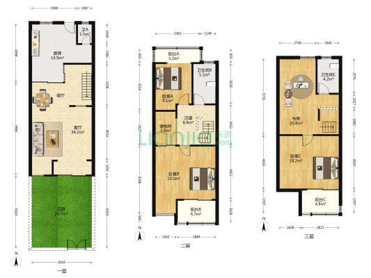莱茵花园 4室1厅3卫 162平方