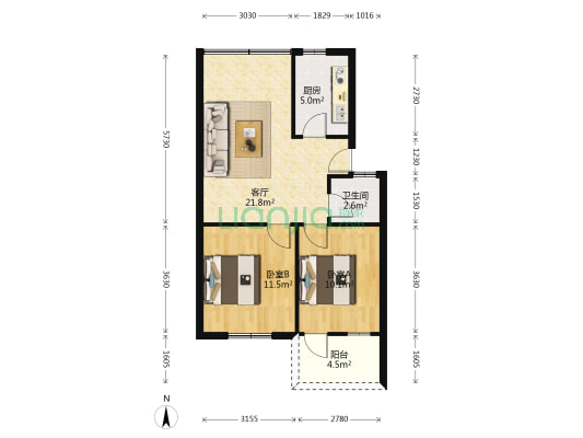 电厂小区 2室1厅1卫 65平方