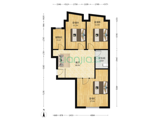 新华联公寓 3室1厅1卫 102平方