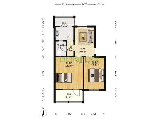 城南路190号院 2室1厅1卫 57平方