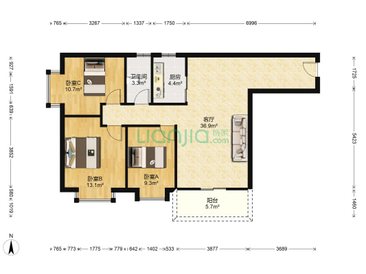 金碧苑 3室1厅1卫 96平方