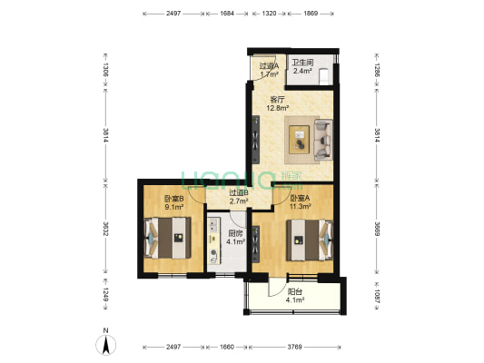 马家堡西路24号院 2室1厅1卫 63平方