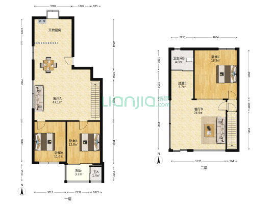 安厦花园 3室2厅2卫 127平方