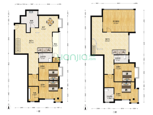 鸿基66号庭院 6室3厅3卫 220平方