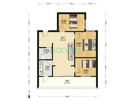 水市巷 3室1厅1卫 76平方