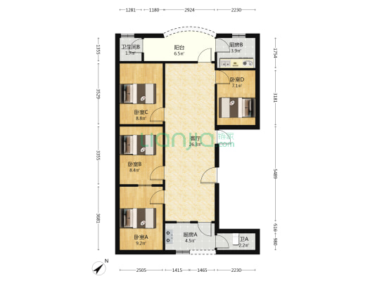 沙基村 4室1厅2卫 100平方