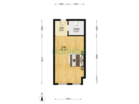 升龙天汇8号院 1室0厅1卫 54平方