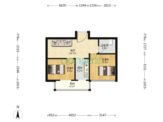 润德山海公园 2室1厅1卫 62平方