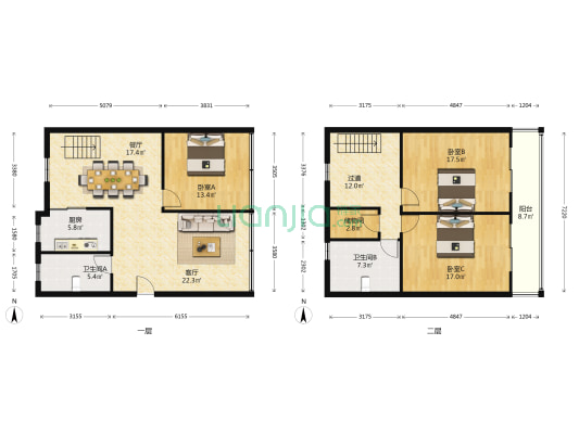 广中二村 3室2厅2卫 139平方