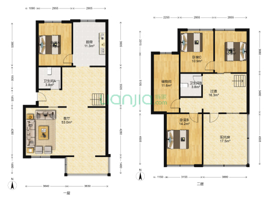 汇隆花园  4室1厅2卫 168平方