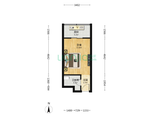 锦城四季 1室0厅1卫 37平方