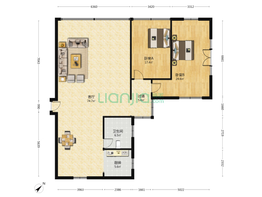 中心花园(溧水) 2室1厅1卫 158平方